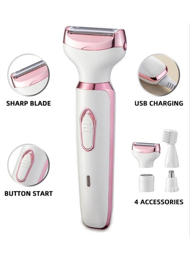 Electric Razors for Women, 4-in-1 Women’s Facial Hair Removal, Face Shaver Ebrow Trimmer,Rechargeable Portable Waterproof Womens Body Shavers Set - Image 3